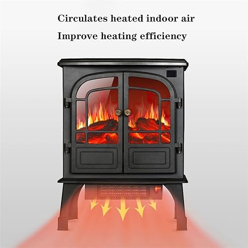Miniatura 5 de Inserto de chimenea eléctrica, estufa de chimenea doble, puertas con efecto de llama 3D, calentador de chimenea eléctrico portátil, calentador de