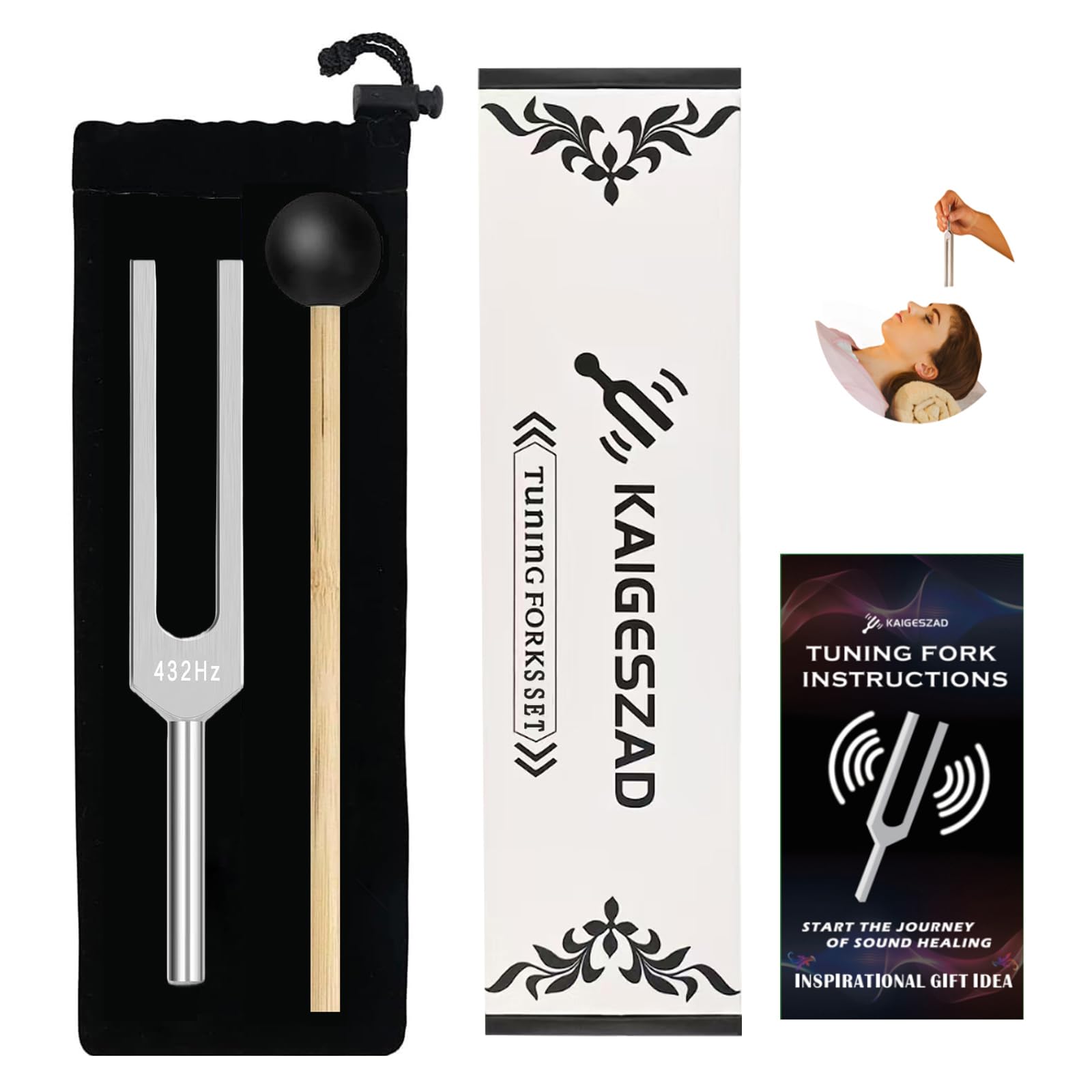 Tuning Fork 432hz with Reflex Hammer for Healing Chakra Set,Healing/Sound Therapy/Aluminum Alloy Sensory Tuning Fork Activator for Healing, Therapy Non Magnetic