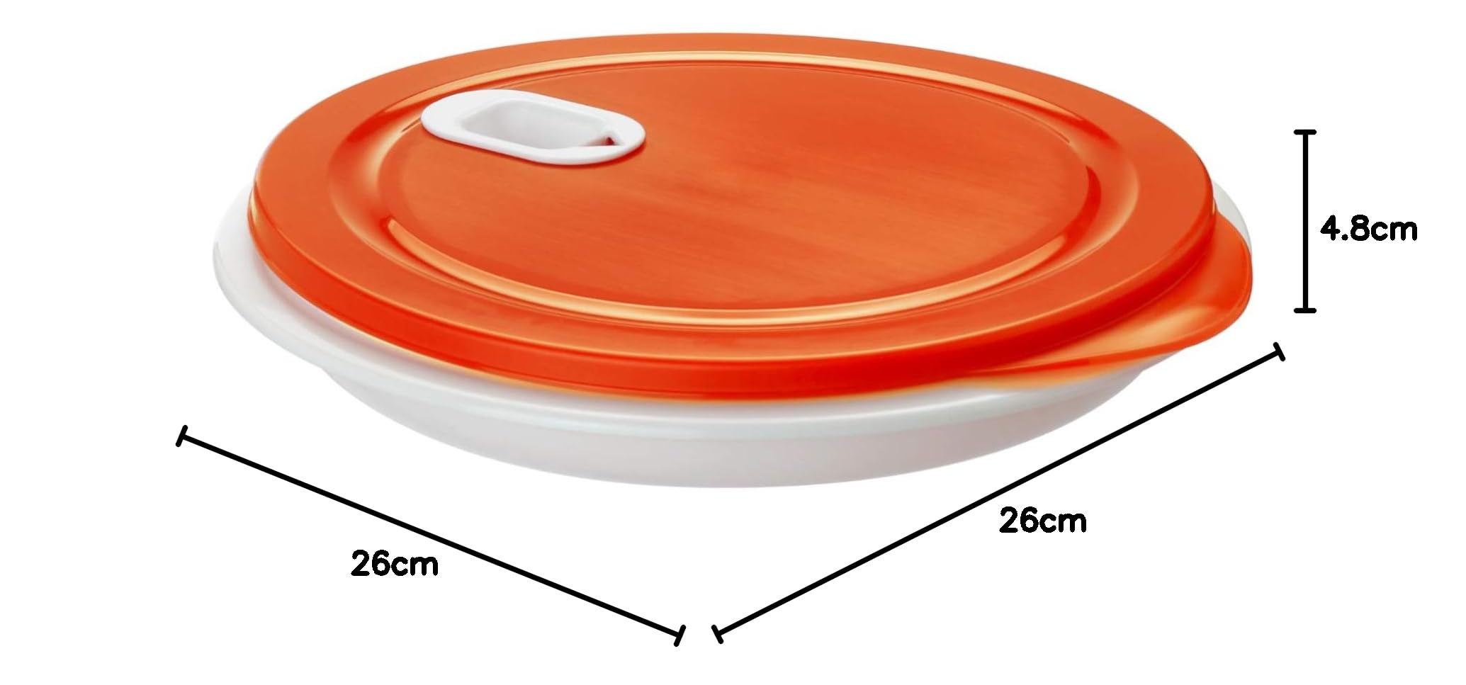 Rotho XL Clever Mikrowellenteller 1.2l mit Deckel und Unterteilung, Kunststoff (PP) BPA-frei, weiss/rot, 1.2l (26.0 x 26.0 x 4.8 cm) (Packung mit 2)