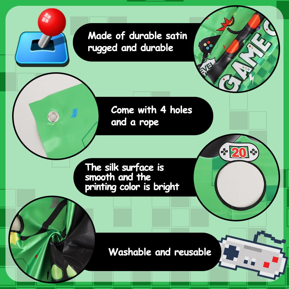 Vuzvuv Video Game Toss Games Banner with 4 Bean Bags 5 Scores Holes Throwing Theme Party Favors, for Adults Birthday Party Decorations