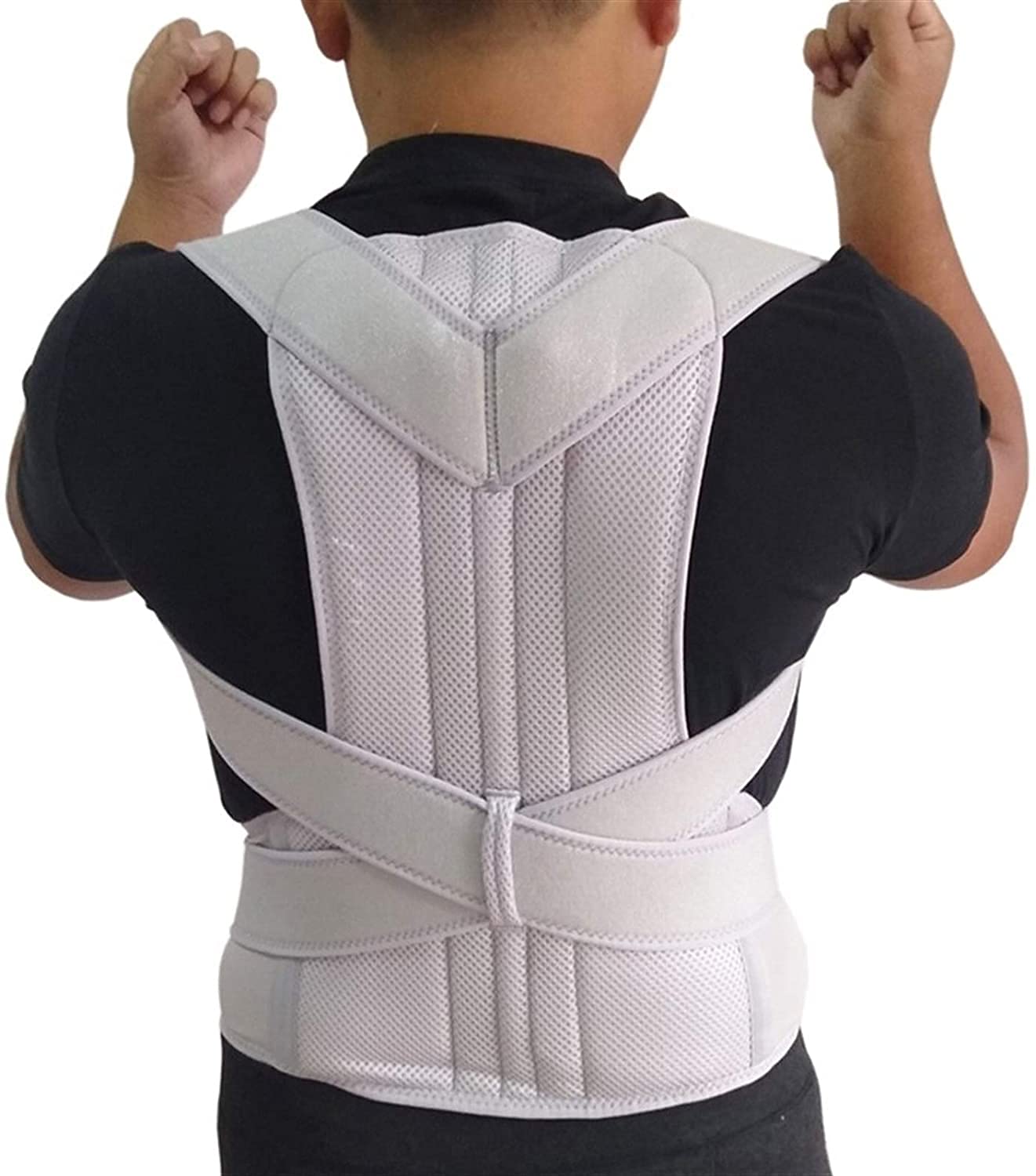Correttore posturale Regolabile per Uomo e Donna, Corsetto per la Schiena, Cintura per la Schiena, Supporto Lombare, correttore Dritto All'Indietro S-XXL(Grey-M)