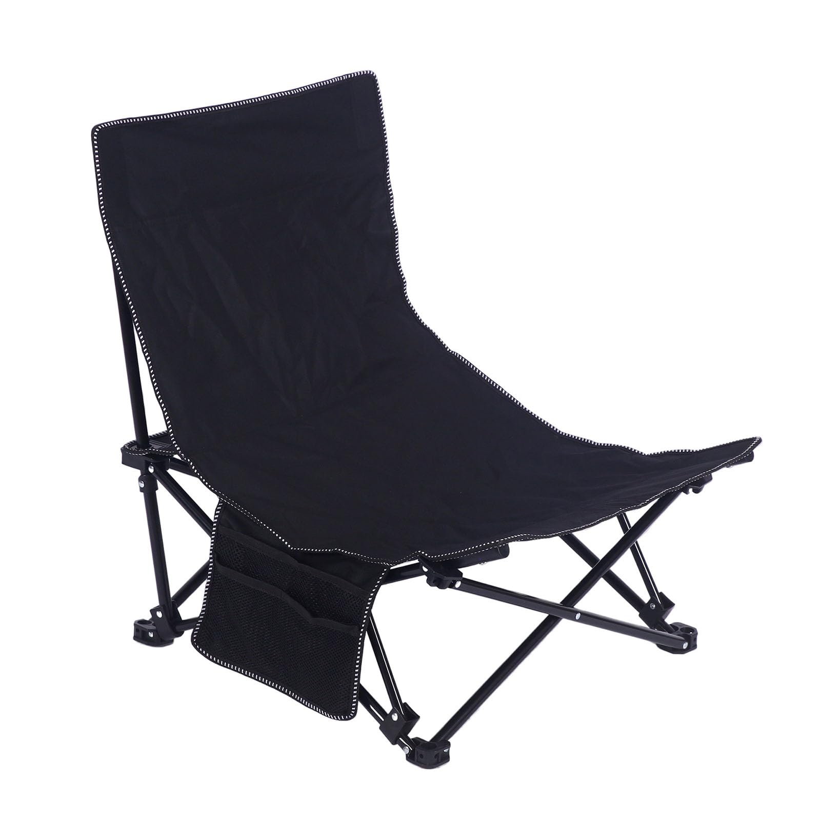 Krzesło Plażowe z Regulowanym Oparciem, Lekkie, Składane (BLACK)