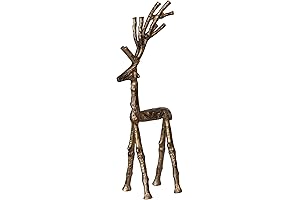 Stunning Cast Aluminum Twig Deer Decor with an Elegant Antique Gold Finish