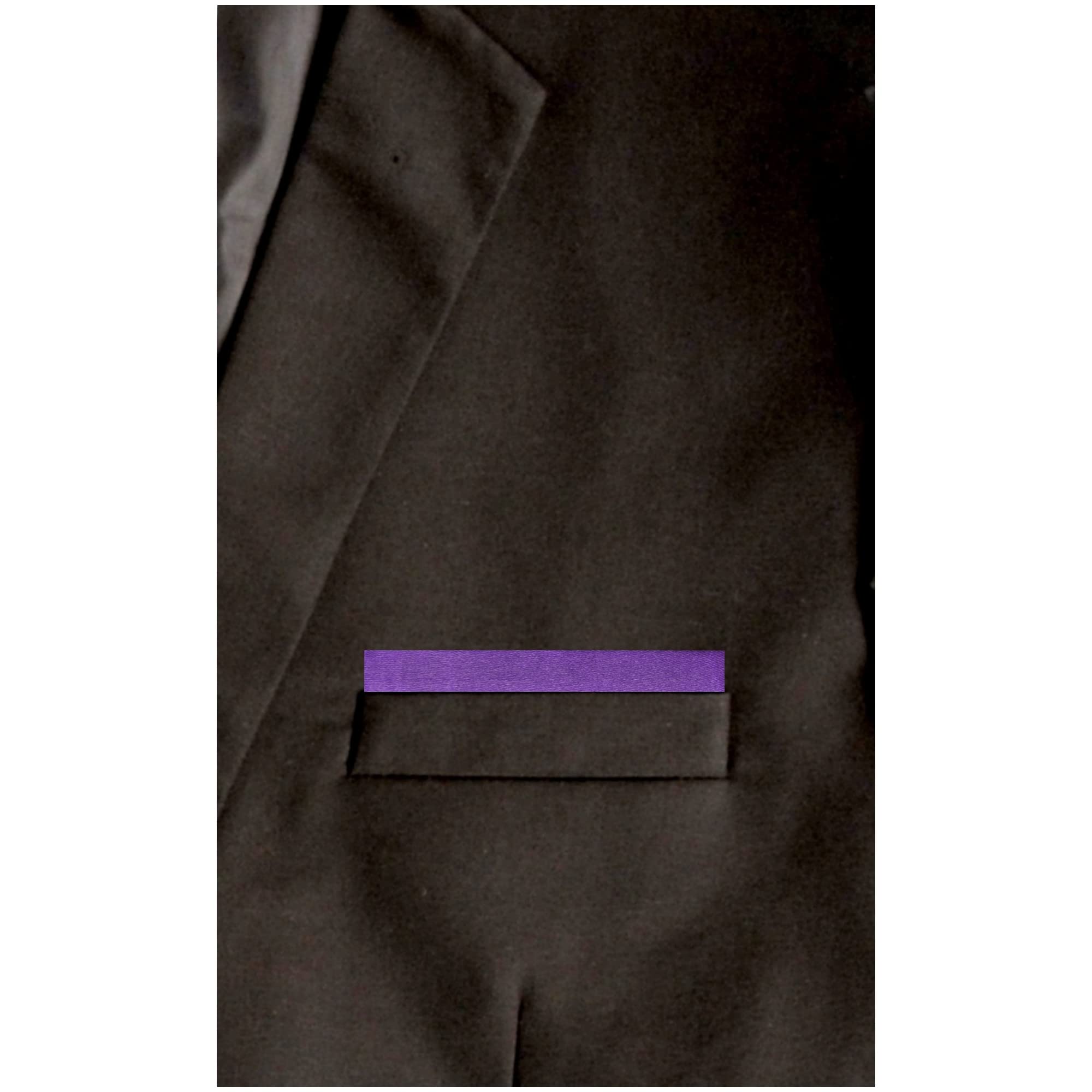 Purple Solid Flat Pre Folded Pocket Square on Card For Men