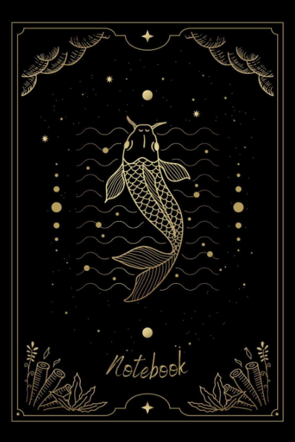 Notebook: Notebook lined - Golden Tarot Card - Japanese Koi fish - 120 pages - 6 " x 9 "