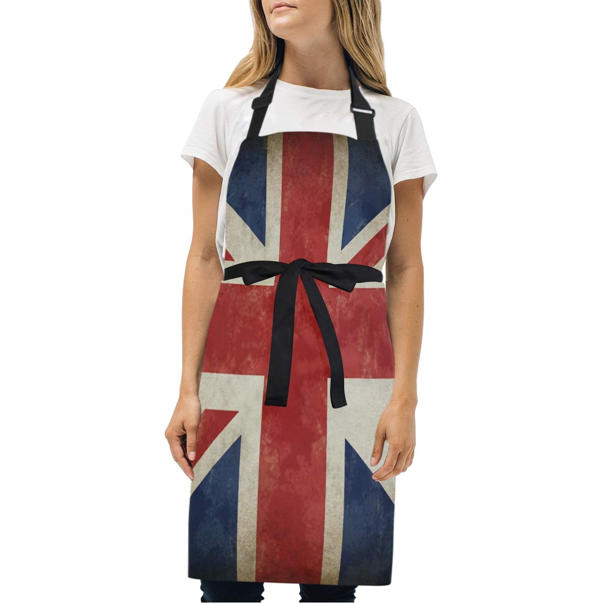 Linomo Women's Multicoloured Vintage Uk Flag Union Jack English England Adjustable Apron With 2 Pockets Cooking Kitchen Aprons For Men
