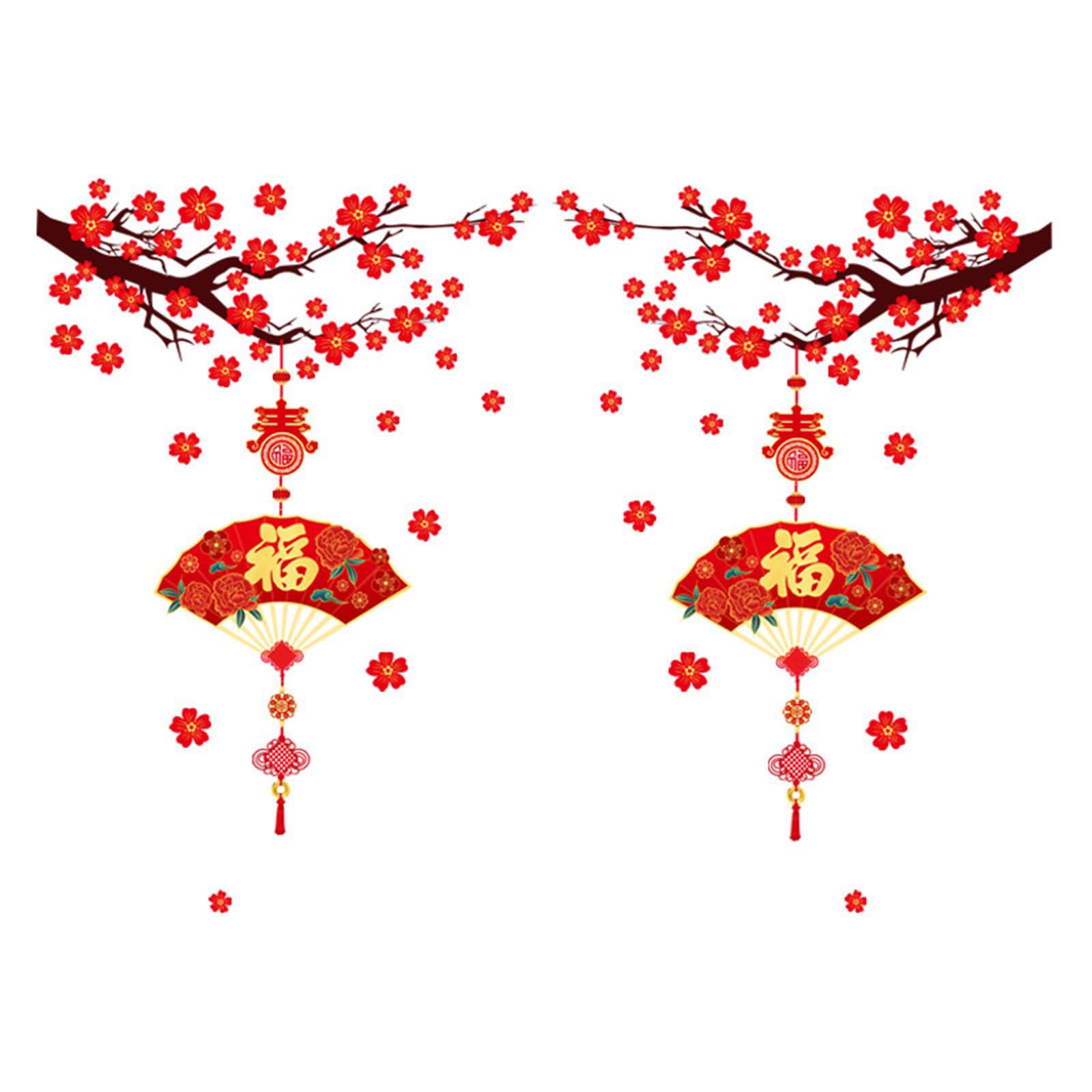 Yhplxyuus New Year Window Clings Chinese Dragon Year Stickers Spring Festival Decals Removable Static Electricity PVC Stickers Cling