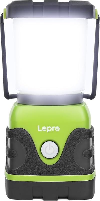 Linterna de camping LED con batería de 1500 lm, luz verde para tienda de campaña con 4 modos de luz, elementos esenciales para acampar, linterna impermeable para acampar, luz de emergencia, cortes de energía, no recargable