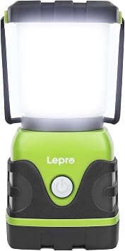 Lepro 1500LM Battery Powered LED Camping Lantern, Green Tent Light with 4 Light Modes, Camping Essentials, Waterproof Lantern Flashlight for Camping, Emergency Light, Power Outages, Not Rechargeable