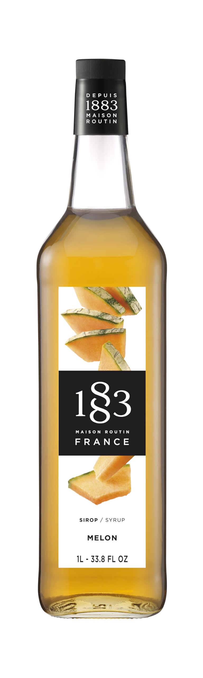 1883 Maison Routin Melon Premium Syrup for Cocktails, Mocktails, Sodas Fruit Syrup 1L Glass Bottle