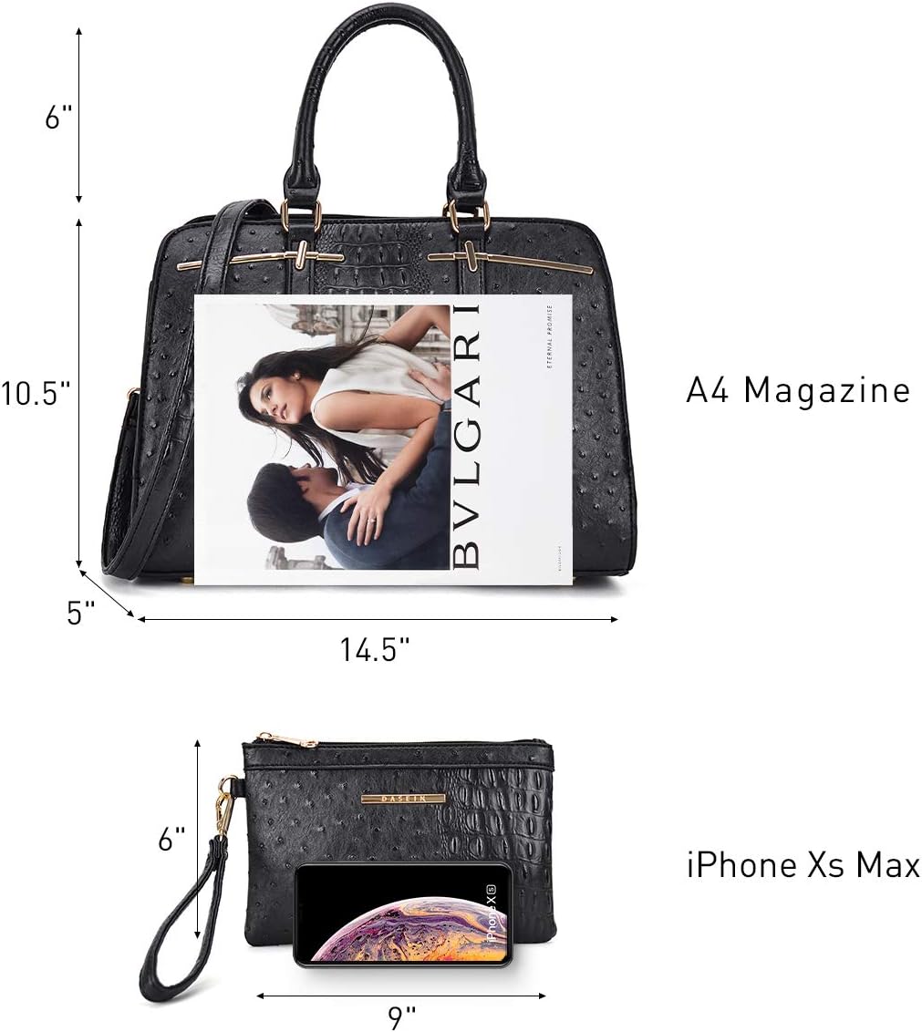 Women Handbag Wallet Tote Shoulder Hobo Bag Top Handle Satchel Purse Set 2pcs with 3 Compartments - Image 3