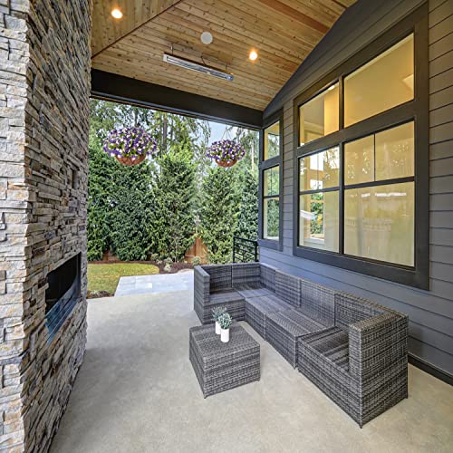 Inxugao Artificial Hanging Flower With Basket For Home Courtyard Decoration, Artificial Silk Hyacinth Fake Plant Arrangement In 12 Inch Coconut Lining Hanging Basket For Outdoors Indoors Decor(Purple) #TOP3