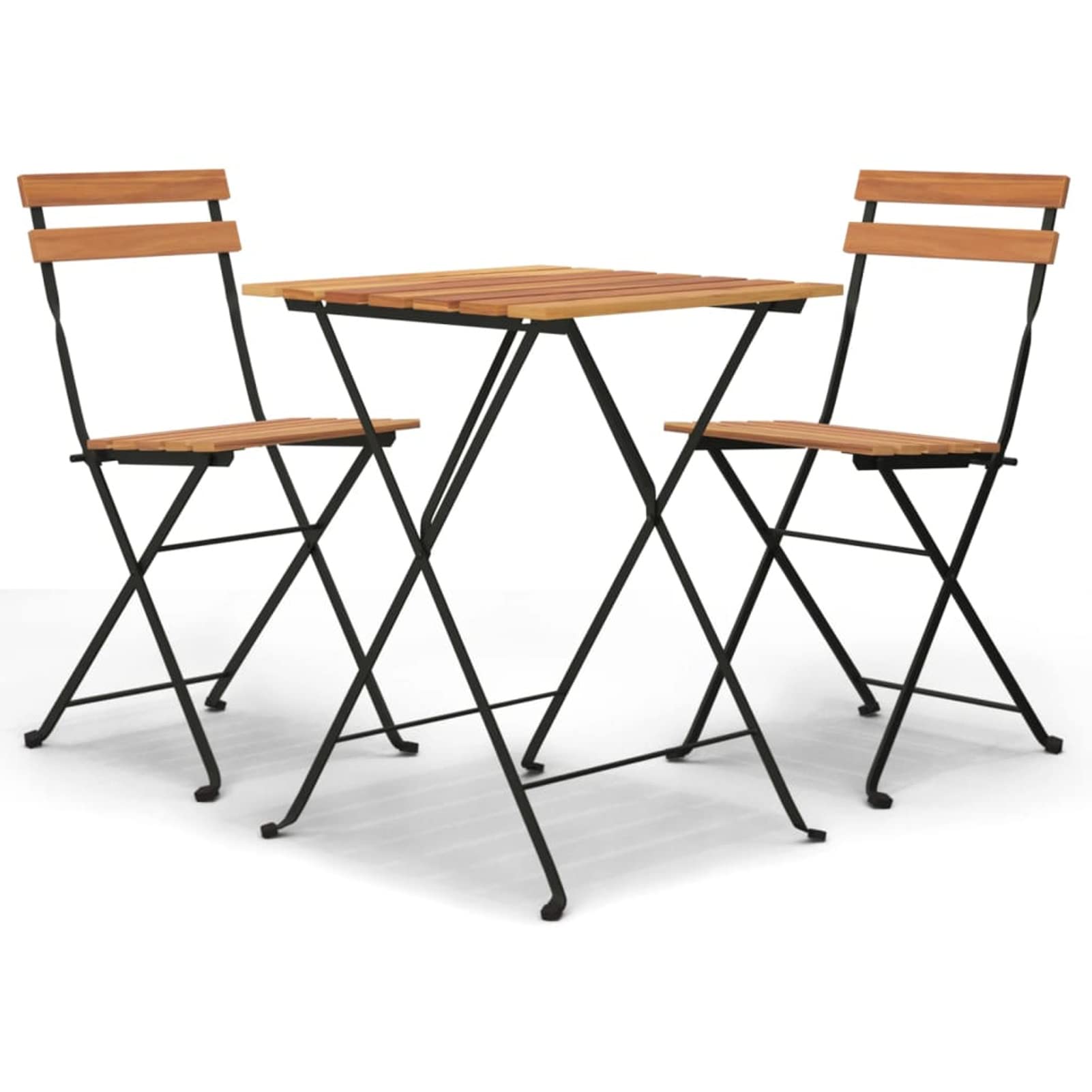 Homgoday Muebles cafetería Plegables 3 Piezas Madera Maciza Teca y Acero