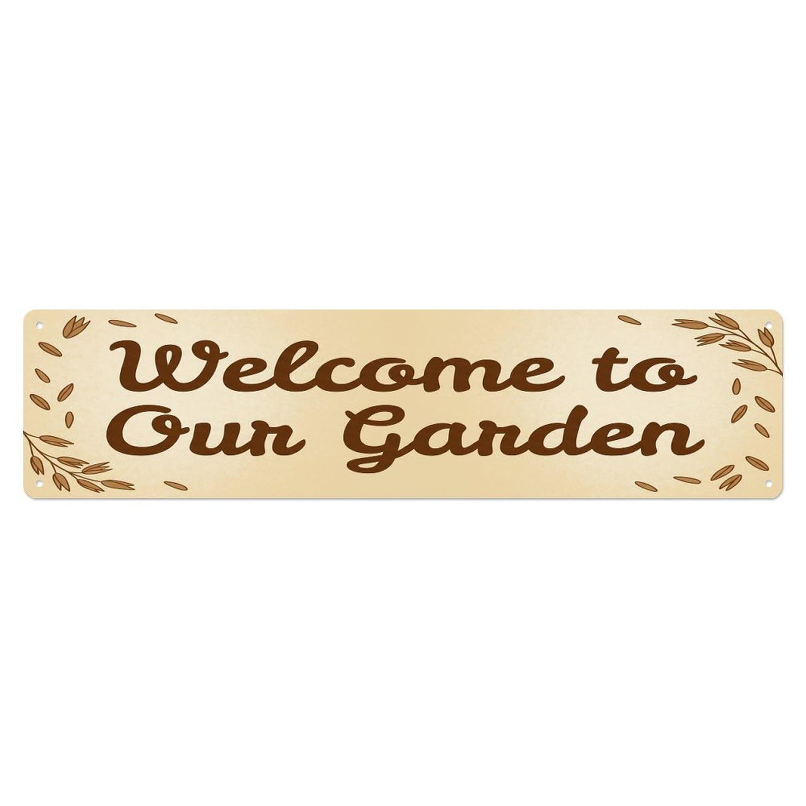 Vintage Welcome to Our Garden Oatmeal Metal Tin Sign