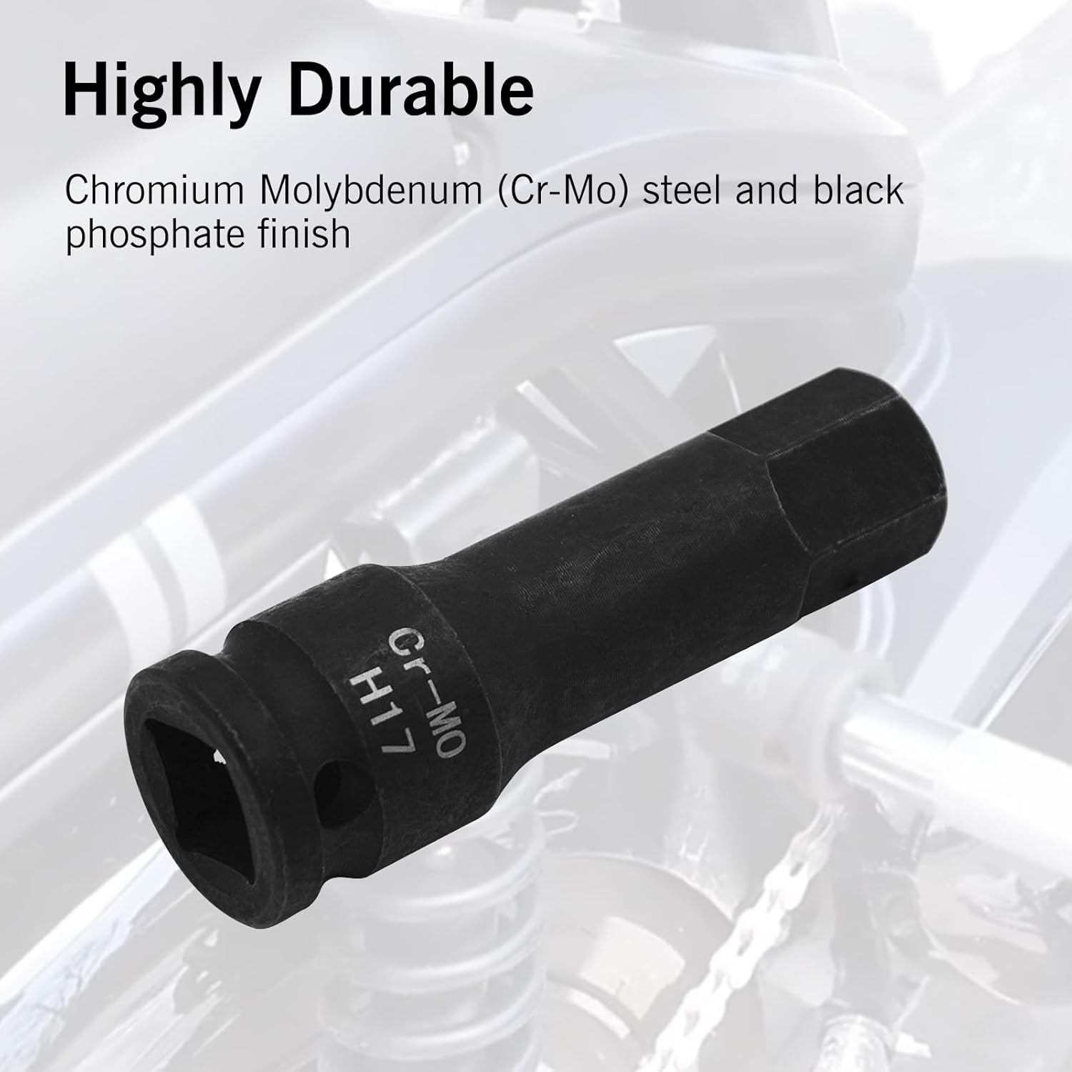 YXQ H17 (17mm) Hex Impact Bit Socket, 1/2-Inch Drive Allen Bit Socket Cr-Mo Steel, Master Impact Hex Driver