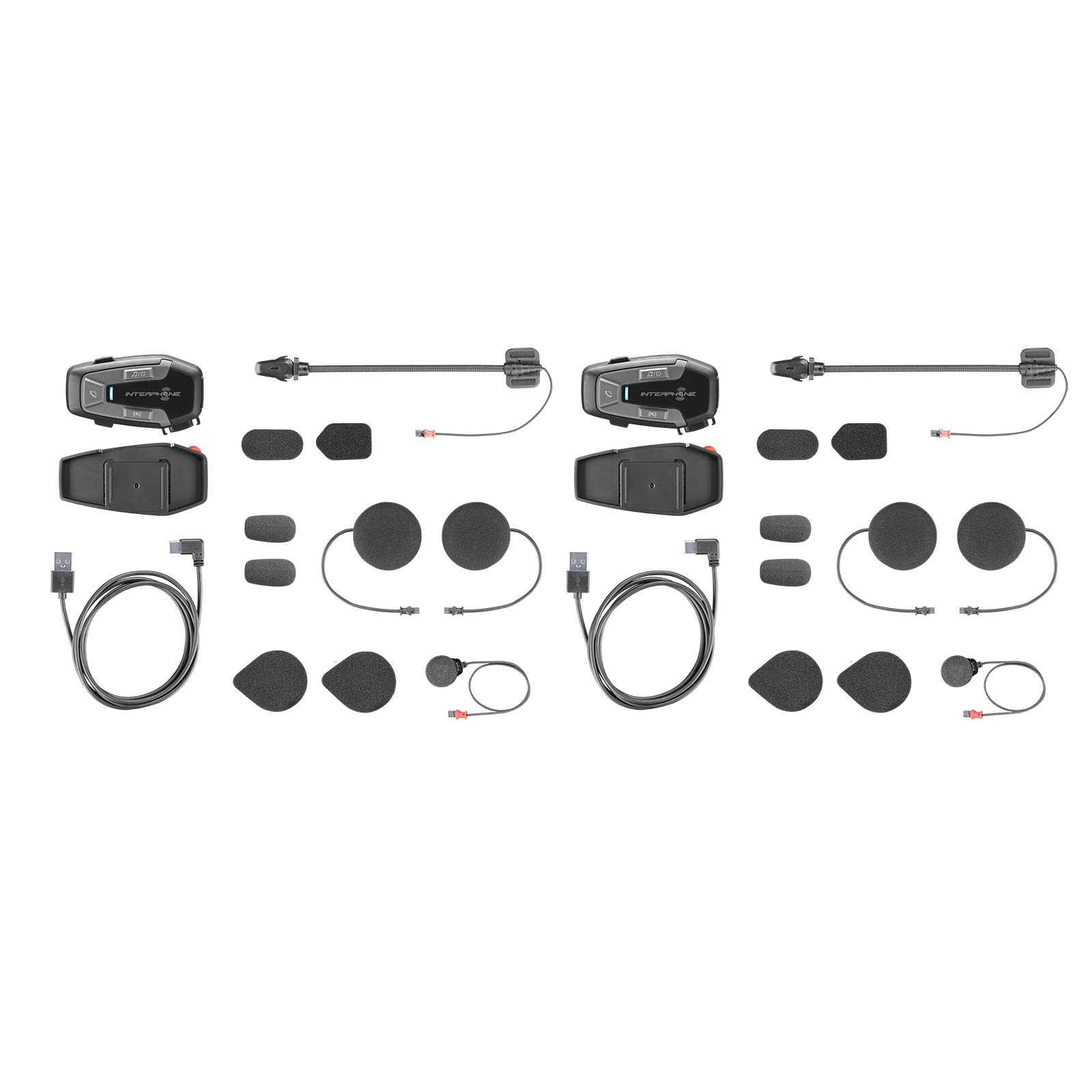 Interphone UCOM6R - Doble - Bluetooth 5.2 Motorcycle Intercom extraíble y batería integrada 15 h, Moto de Moto 1 km, TFT y GPS Compatible, Impermeable, Auriculares 32 mm, para Todos los Cascos