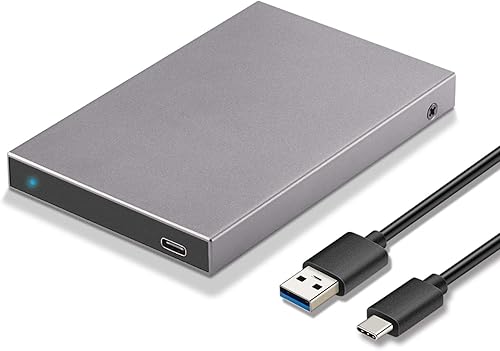 SSK Caja de disco duro de aluminio de 2.5 pulgadas USB C 3.1 Gen 2 (6 Gbps) a SATA HDD externo para SSD SATA de 2.5 pulgadas 7 0.374in SATA III con