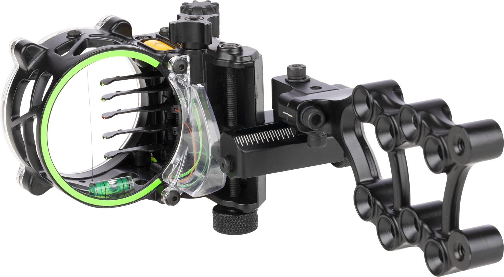 Trophy Ridge Stacked 5 Pin Archery Bow Sight - 5 Micro Adjustable Pins, Top 2 Pins .019, Bottom 3 Pins .010, 2nd/3rd Axis Leveling, Right Hand, 0.019 Pin