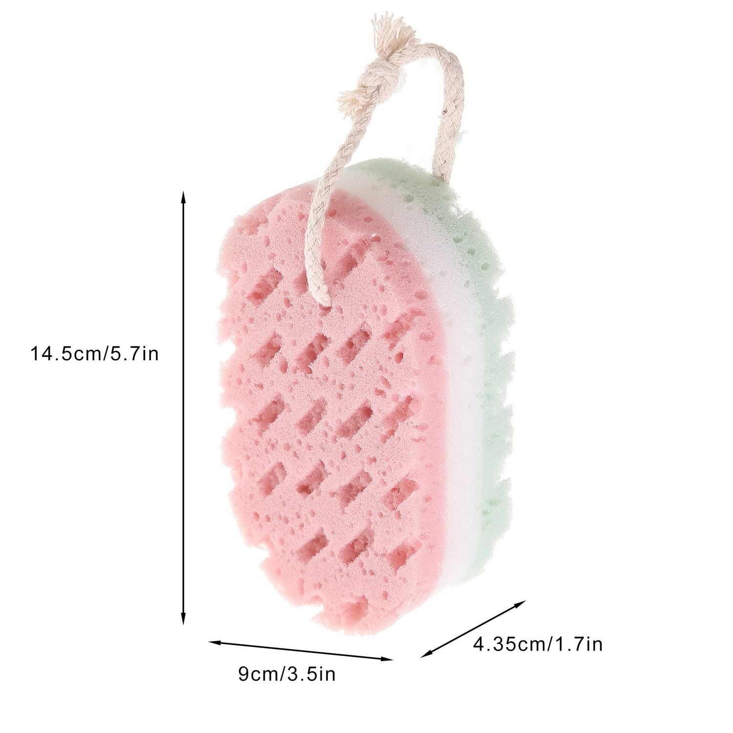 NEAR STOP 3 Pack Bath Sponge Exfoliating Body Shower Sponge Soft Bath Scrubber for Men Women Kids Body Cleaning Supplies 2