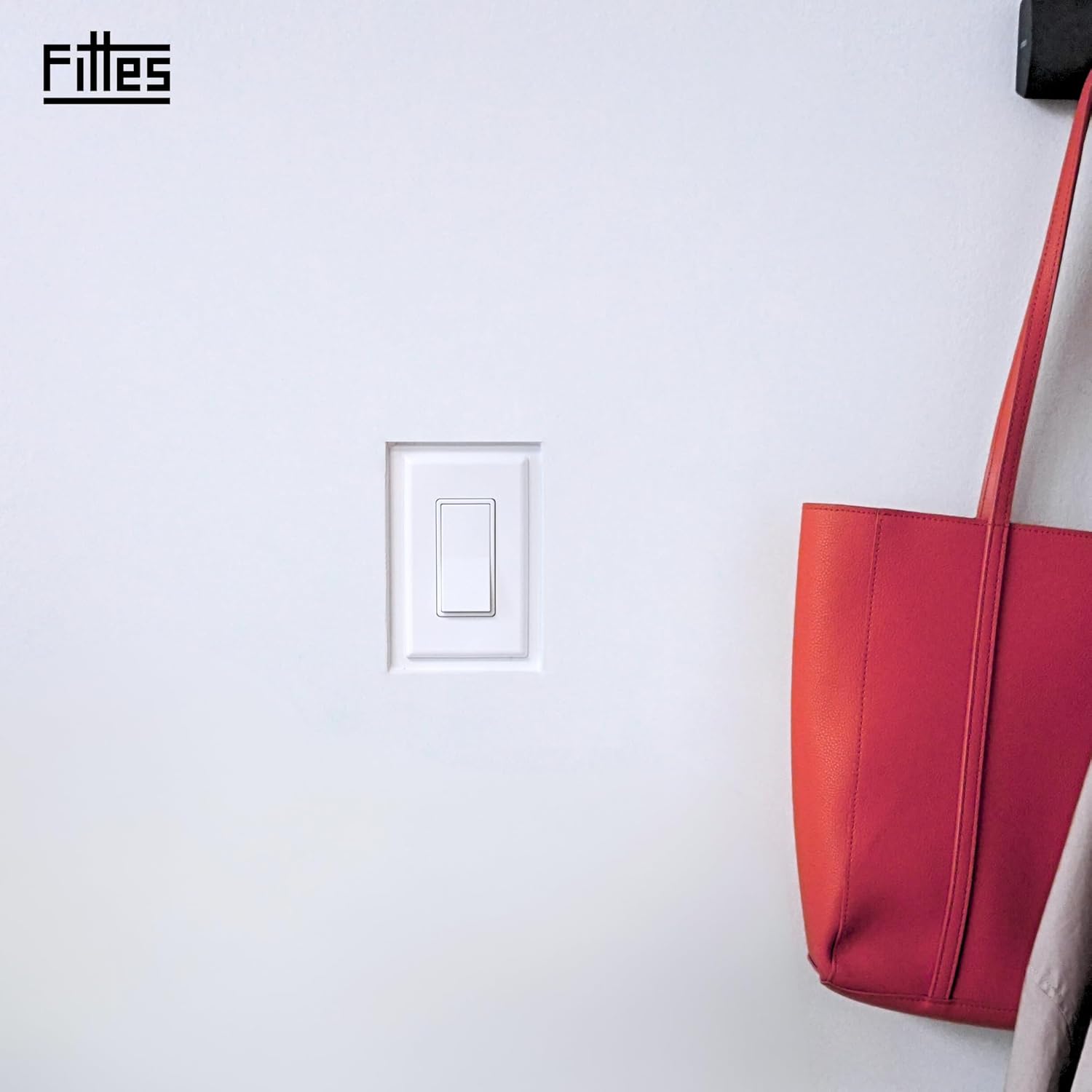 Fittes Modern Flush Wall Outlet Switch Receptacle Mount, 2 Gang, Customizable, ABS Lite, White, 5 Pack
