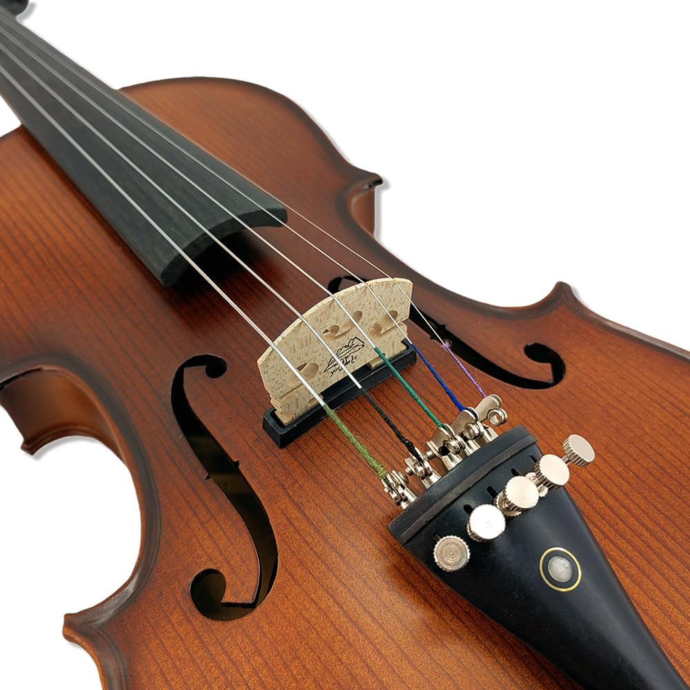 Yinfente Violino elettrico a 5 corde, in legno d'acero, con parte posteriore in abete rosso, accessori EQ con custodia rigida, archetto in legno brasiliano, colofonia, cavo AUX, panno per la pulizia