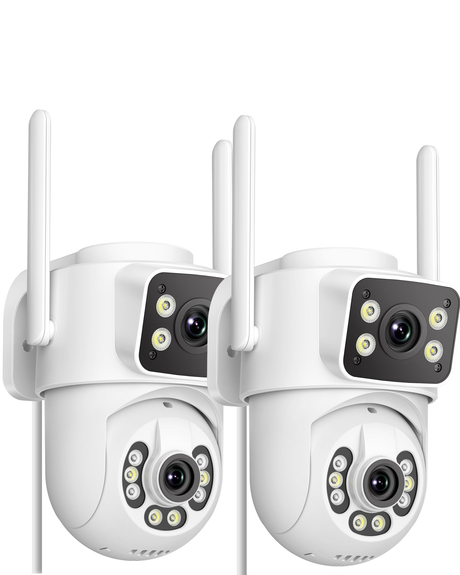 ANBIUX 2Stück 2K Überwachungskamera Aussen mit Dual-Objektiv | 2.4/5Ghz WiFi, 3 Meter Netzkabel,360°PTZ ,Farb-Nachtsicht,Intelligent Tracking,Zwei-Wege-Audio,Cloud/SD