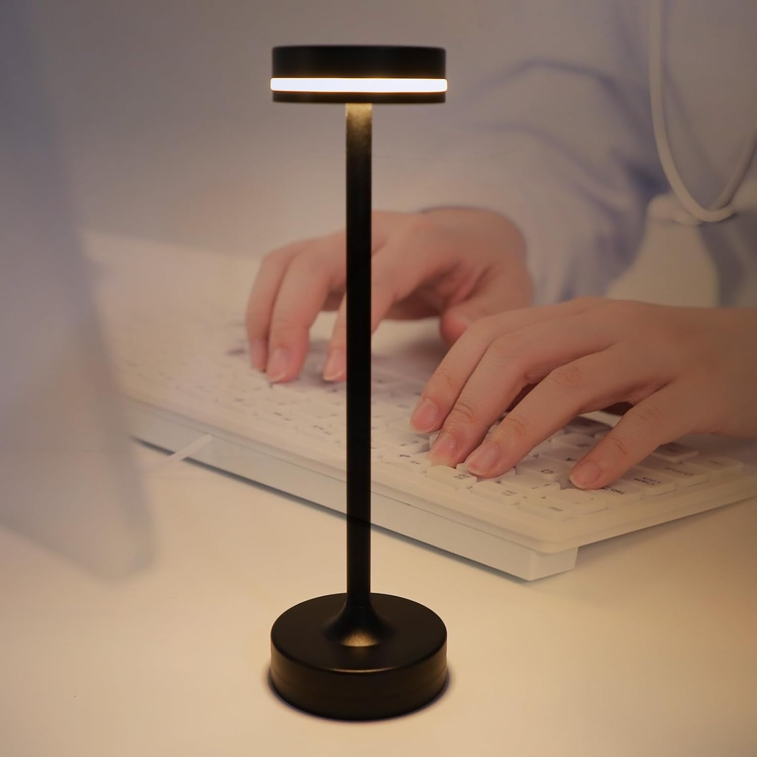 Small Cordless LED Table Lamp, 2000mAh Rechargeable Lamps, Portable Touch Sensing 3 Color Stepless Dimmable Bedside Night Lamp for Bedroom Dorm Office