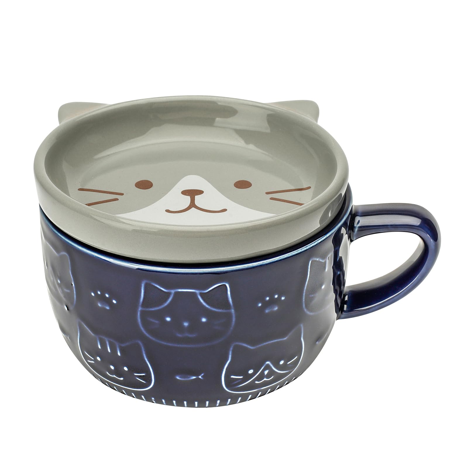 Cute Cat Mug with Lid, Animal Coffee Tea Cup Saucer Set, Gifts for Birthday Graduation Valentines Mothers Day Easter Christmas, Women Men Mum Her Girl Boy Teacher Friend Presents Idea