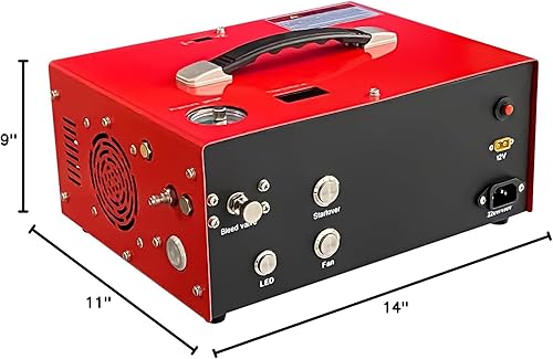 Miniatura 8 de Compresor de aire PCP Adaptador de corriente integrado y luces LED apagado automático aceite y sin agua 4500 Psi/300BAR alimentado por 110VCA o 12V