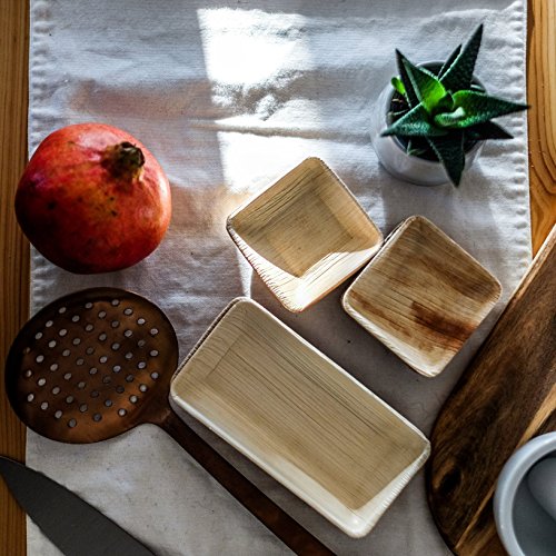 Naturally Chic Palm Leaf Plates - 3 Inch Square - Bamboo Like, Eco Friendly, Disposable, Compostable And Biodegradable Plates For Weddings, Parties And Events #TOP7