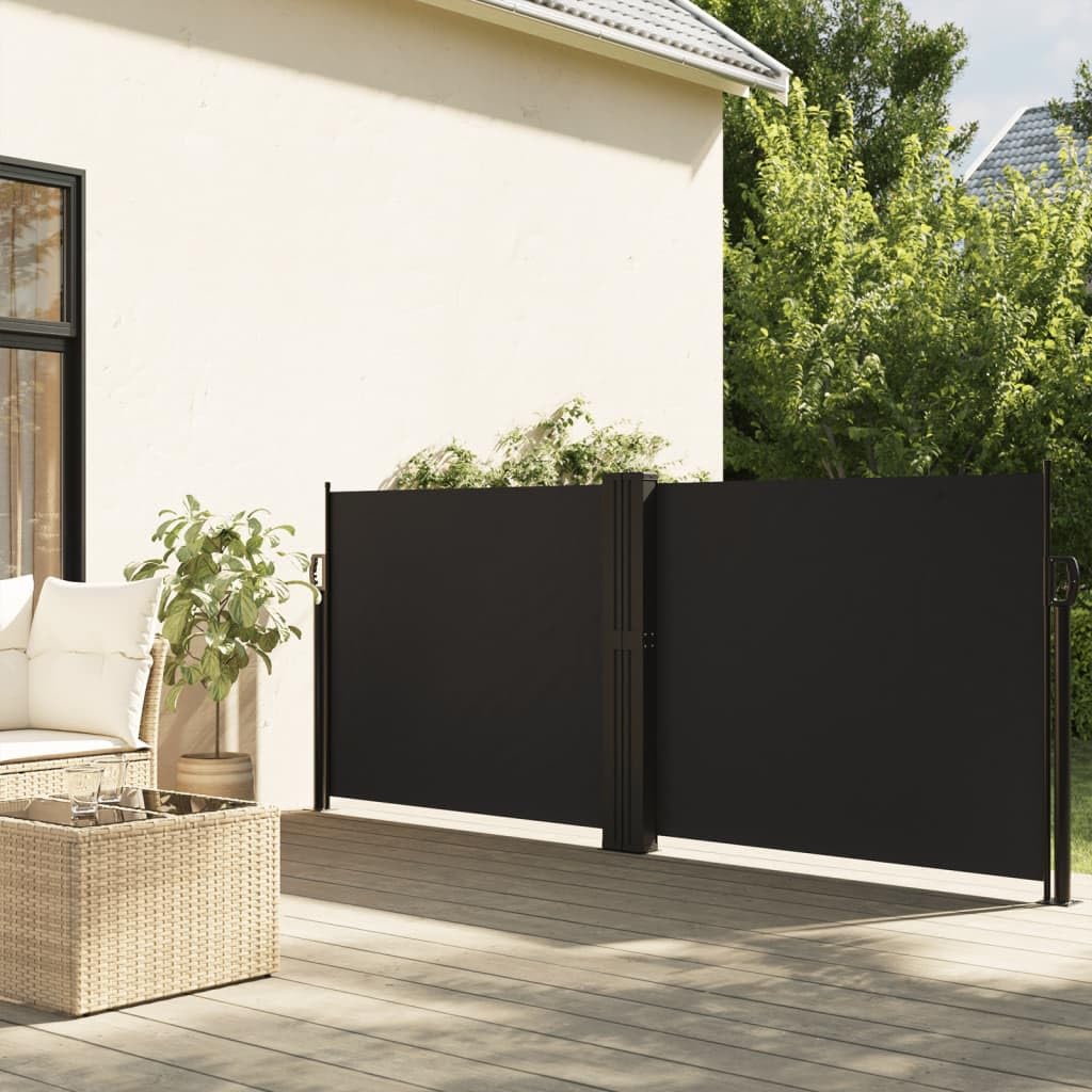 Gecheer Retractable Side Awning Outdoor Patio Privacy Screen Windbreak Garden Side Shade Panel for Balcony Terrace Patio Black 140x600 cm