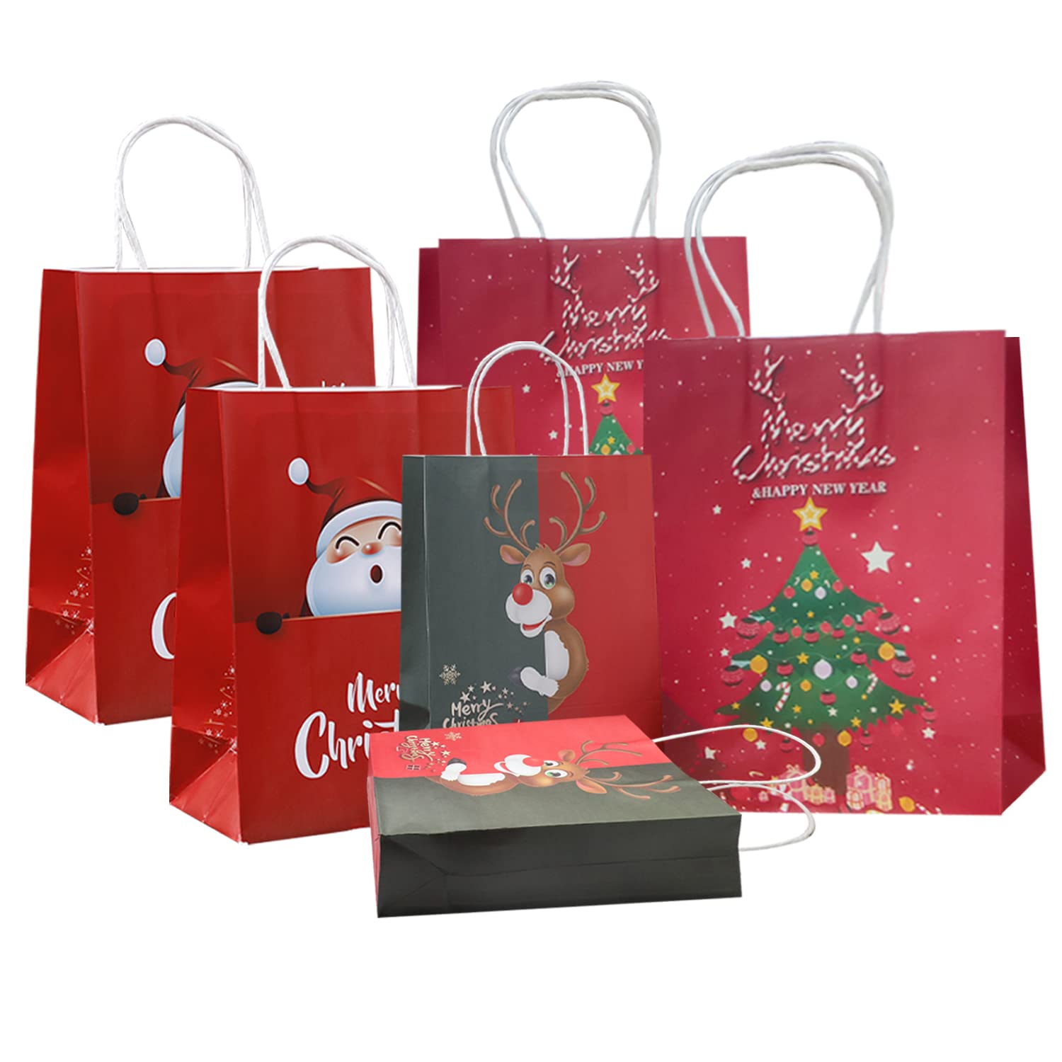 10pz Borse shopper GRANDE plastica Natale Buste sacchetti Natalizi Busta regalo