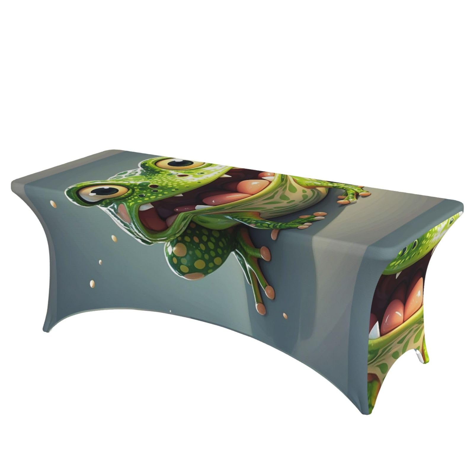 LMNGH Frog with Mouth Open Decorative Tablecloth Protector for Wedding, Banquet & Parties6FT Spandex Rectangle Tablecloths, Stretch Washable Table Cloth Wrinkle Free Patio Table Cover