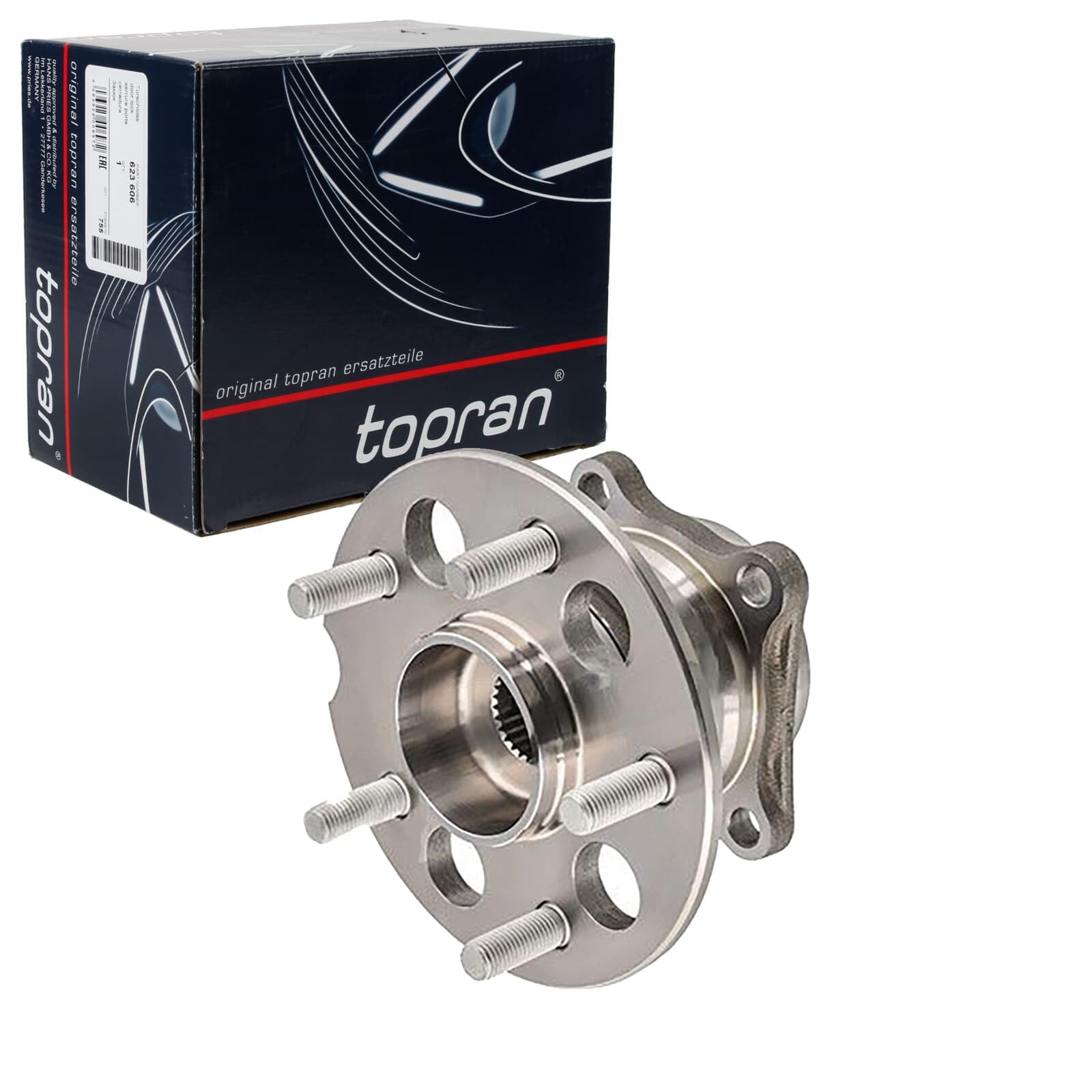 TOPRAN Juego de cojinete de rueda 600 242 eje trasero ambos lados Rodamiento integrado en buje de rueda con perno de anclaje Compatible con TOYOTA RAV 4 II CLA2, XA2, ZCA2, ACA2