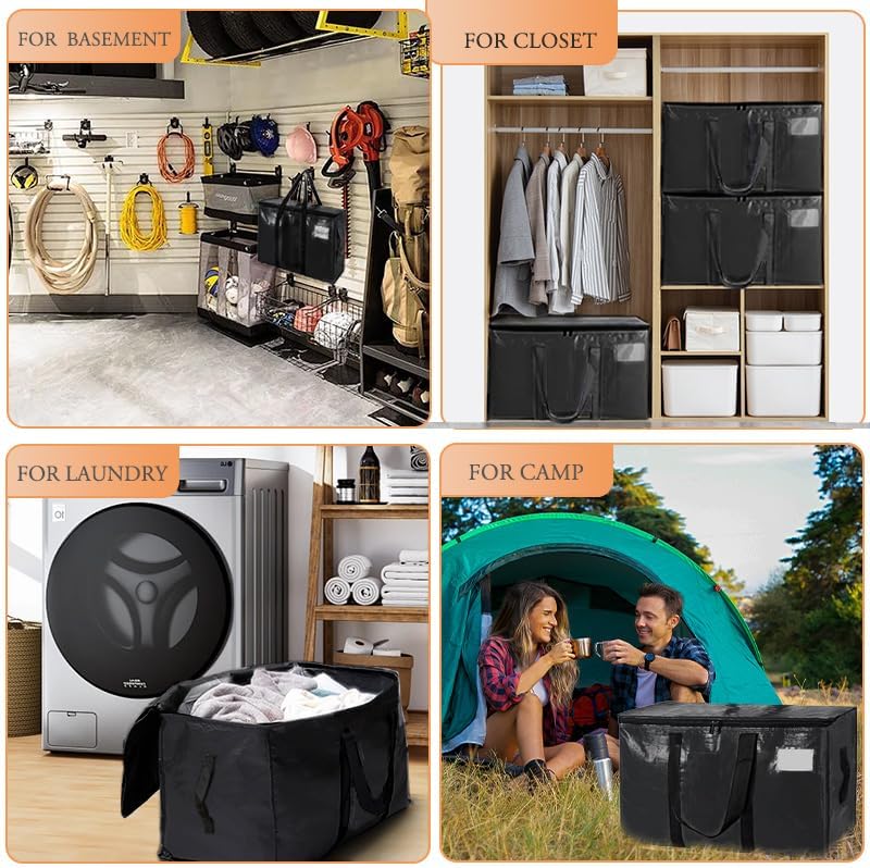 Large Moving Bags, 6 Pack Black Heavy Duty Totes For Storagewith Visible Labels, Storage Bags for Space Saving, Alternative to Moving Boxes Back to school season gifts