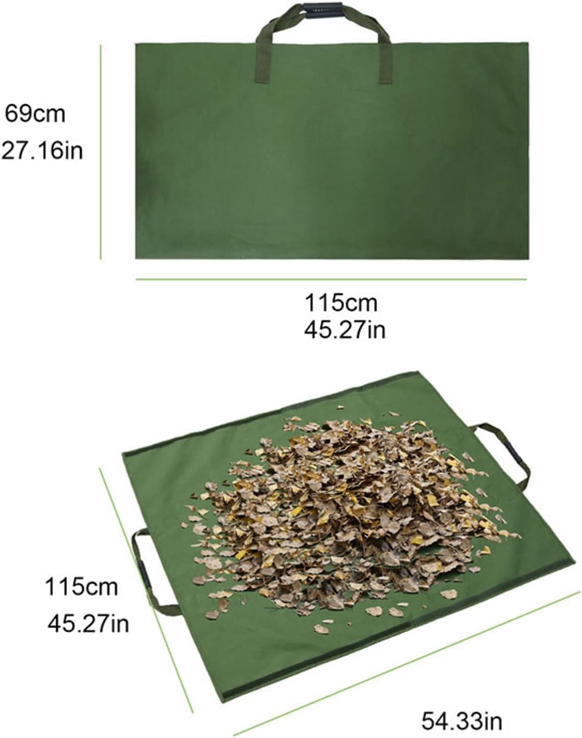 Yard Waste Bags, Reusable Garden Yard Waterproof 2 IN 1 Leaf Tarp Waste Bags with Handles, Heavy Duty Collapsible Canvas Lawn Trash Container Gardening Clippings Bags,Gray