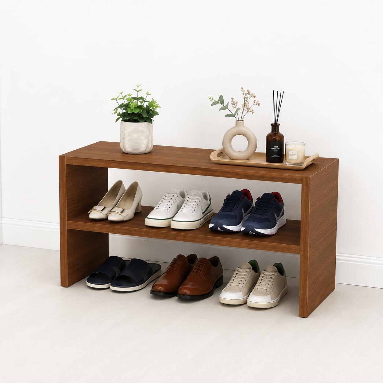 Dime Store Wooden Shoe Rack 3 Tier Storage Organizer for Home | Multipurpose Footwear Stand with Top Display Shelf for Entryway, Bedroom, Hallway & Living Room-image-31