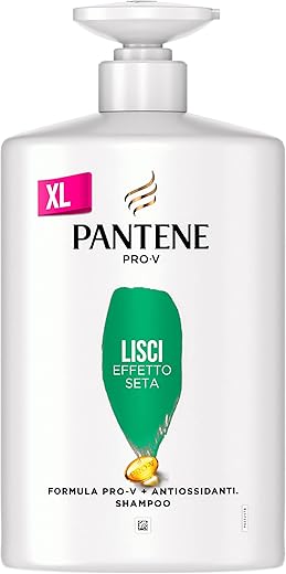 Pantene Pro-V Shampoo Lisci Effetto Seta, Per Capelli Opachi E Crespi, Con Nutrienti Attivi Pro-V + Antiossidanti, Dona Morbidezza Come La Seta, 1000ML