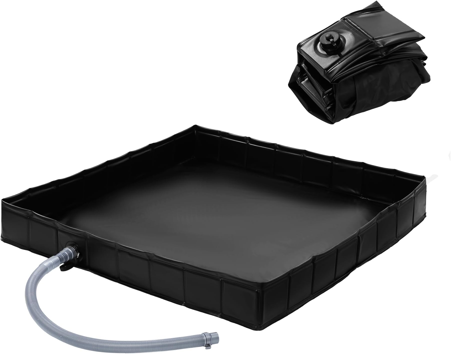 MABOZOO Foldable Shower Base, 41" x 41" x 5" Portable Shower Pan with drain pipe Collapsible Shower Basin Shower Tent Awning Base for Indoor & Outdoor. Patent Pending