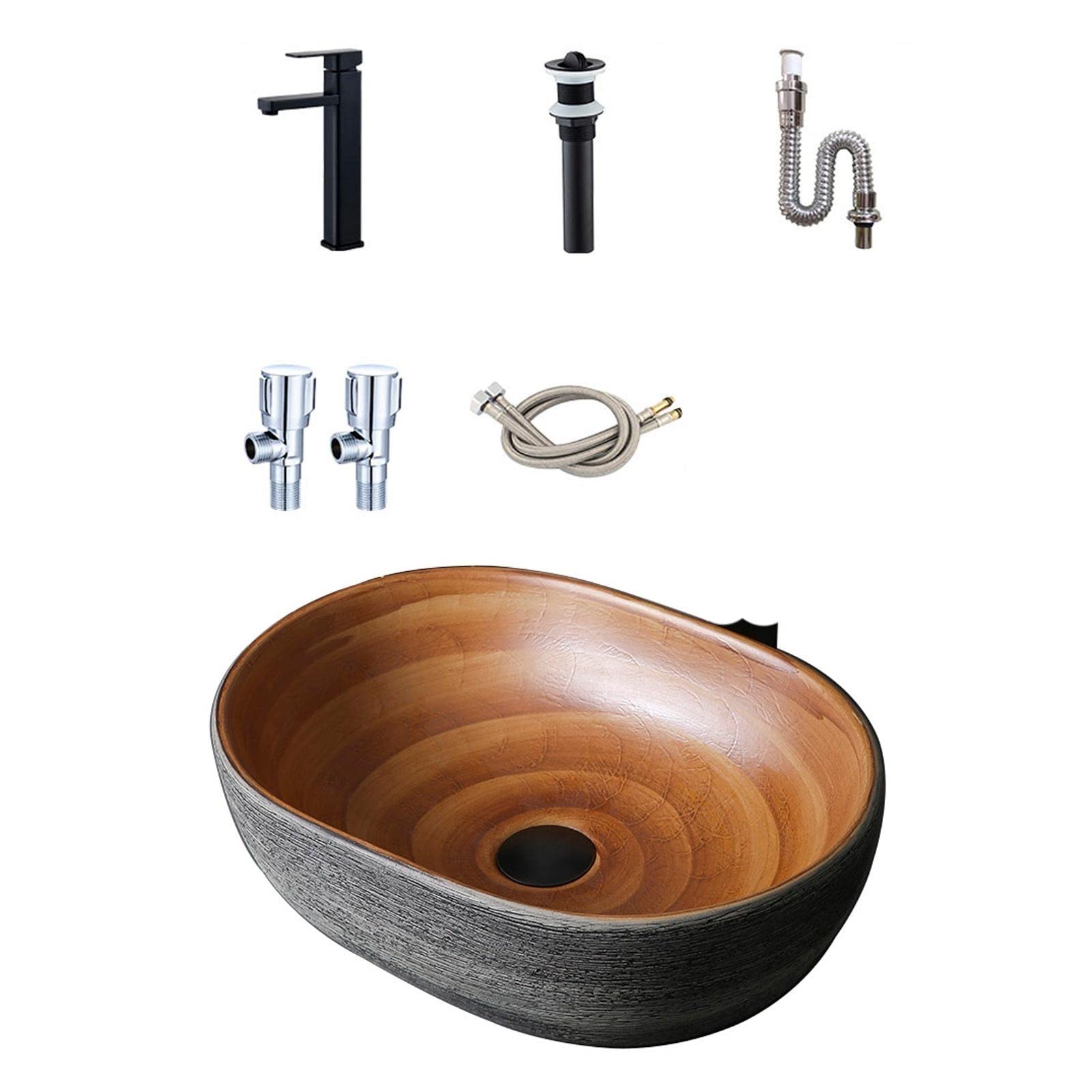 Teesong B Athroom Sink Countertop Ceramic Oval Athroom Sink Handmade Countertop Vessel 15.7 X 10.6 5.1 Inches Counter Asin
