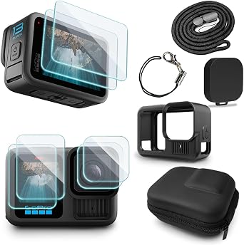 Screen Protector for GoPro Hero 13 Black and Silicone Cover+Carrying Case