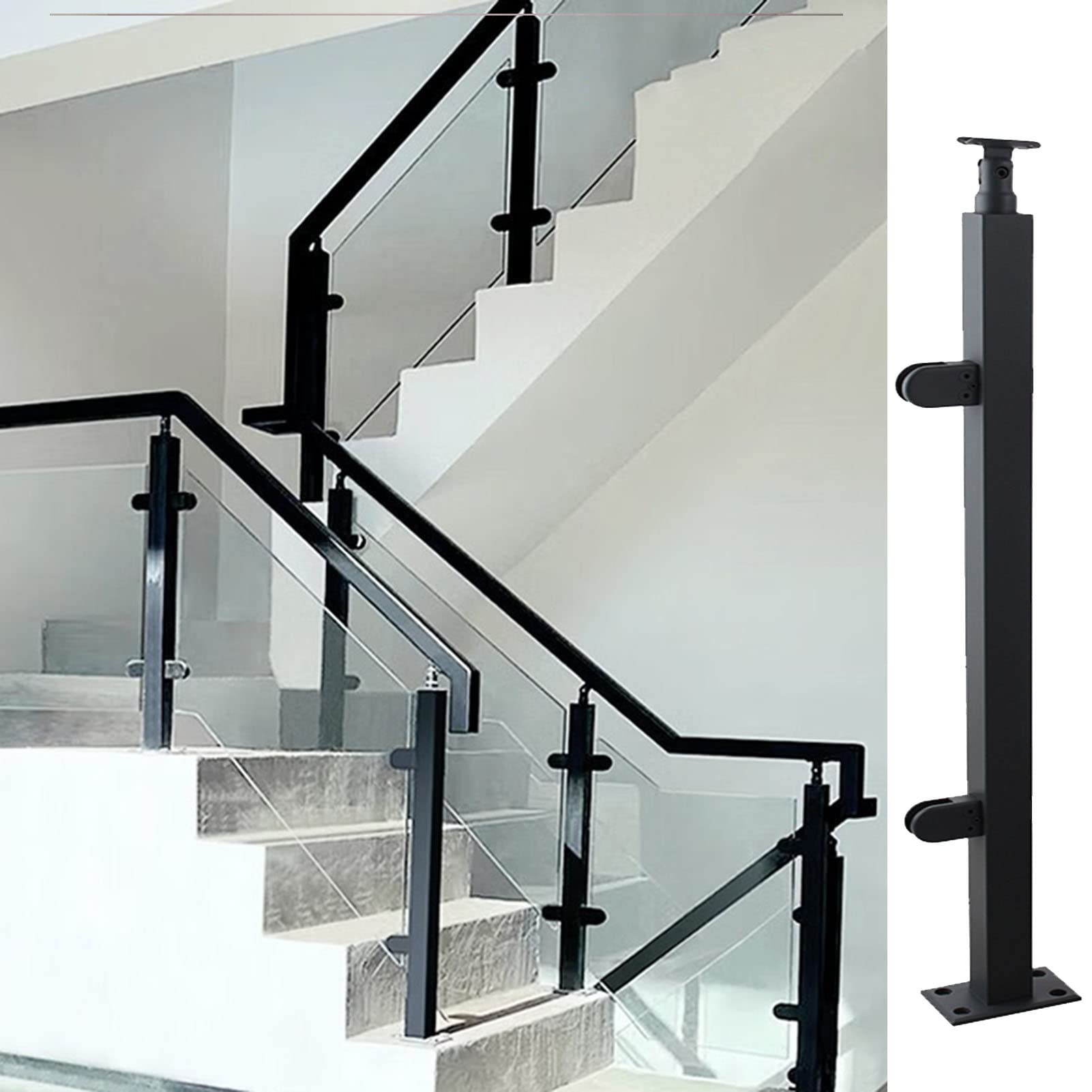 GJZNJYL 304 Stainless Steel Glass Staircase Railing, Outdoor Balcony Balustrade Post, 95cm Glass Clamp System for Deck & Patio, Durable Metal Divider End Post