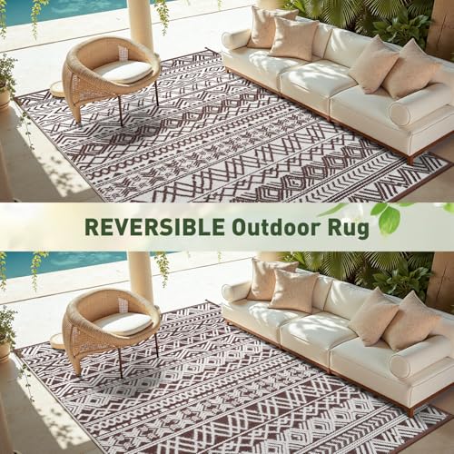 5' x 8' MontVoo Reversible Waterproof Foldable Plastic Straw Outdoor/Camping Rug (Beige Brown, Black Brown or Blue) - image 6