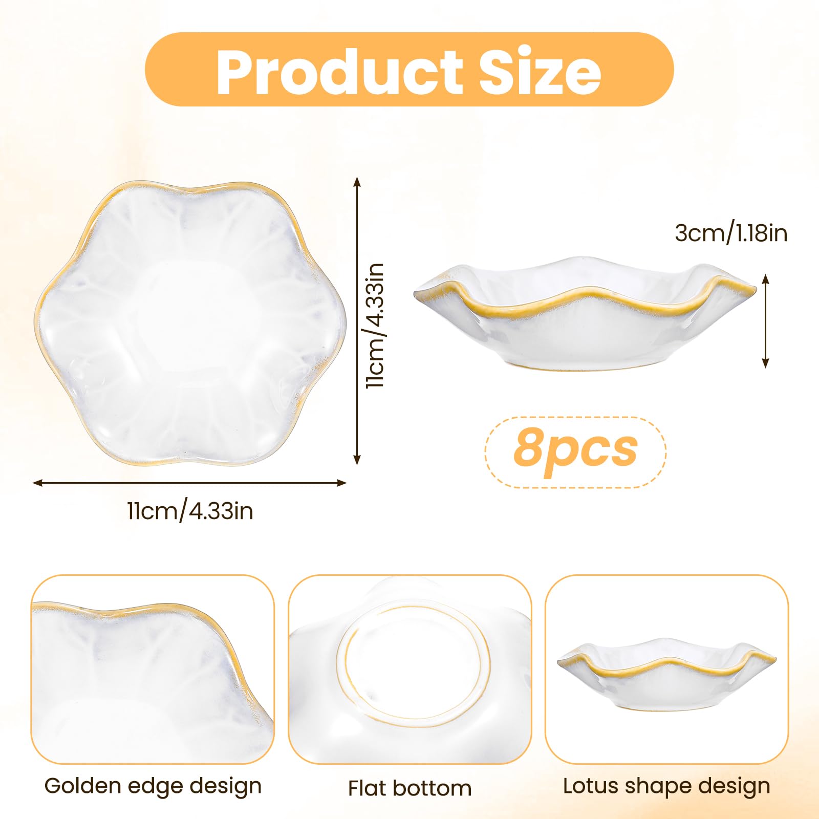 8 bandejas pequeñas de cerámica para joyas, bandeja decorativa para anillos, exquisitos platos pequeños de cerámica para aretes, anillos, llaves, bodas, cumpleaños, joyas, regalos (blanco, 4.3