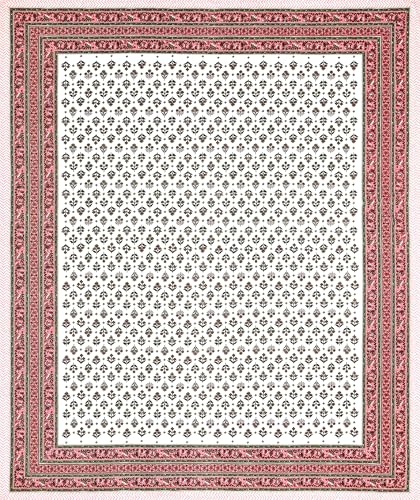 Image of BLOCKS OF INDIA Hand Block Printed 200 TC Cotton King Size Bedsheet (Peach BUTI)