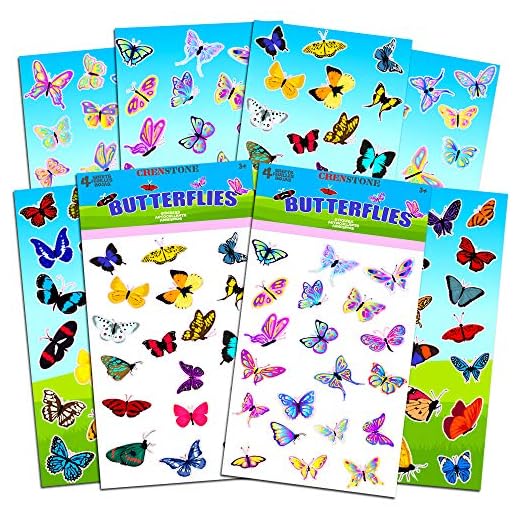 Butterflies Stickers Party Supplies Pack ~ Over 160 Butterfly Stickers for Girls Kids Toddlers Adults (Party Favor Craft Scrapbooking Adhesive Sticker Sheets by Crenstone)