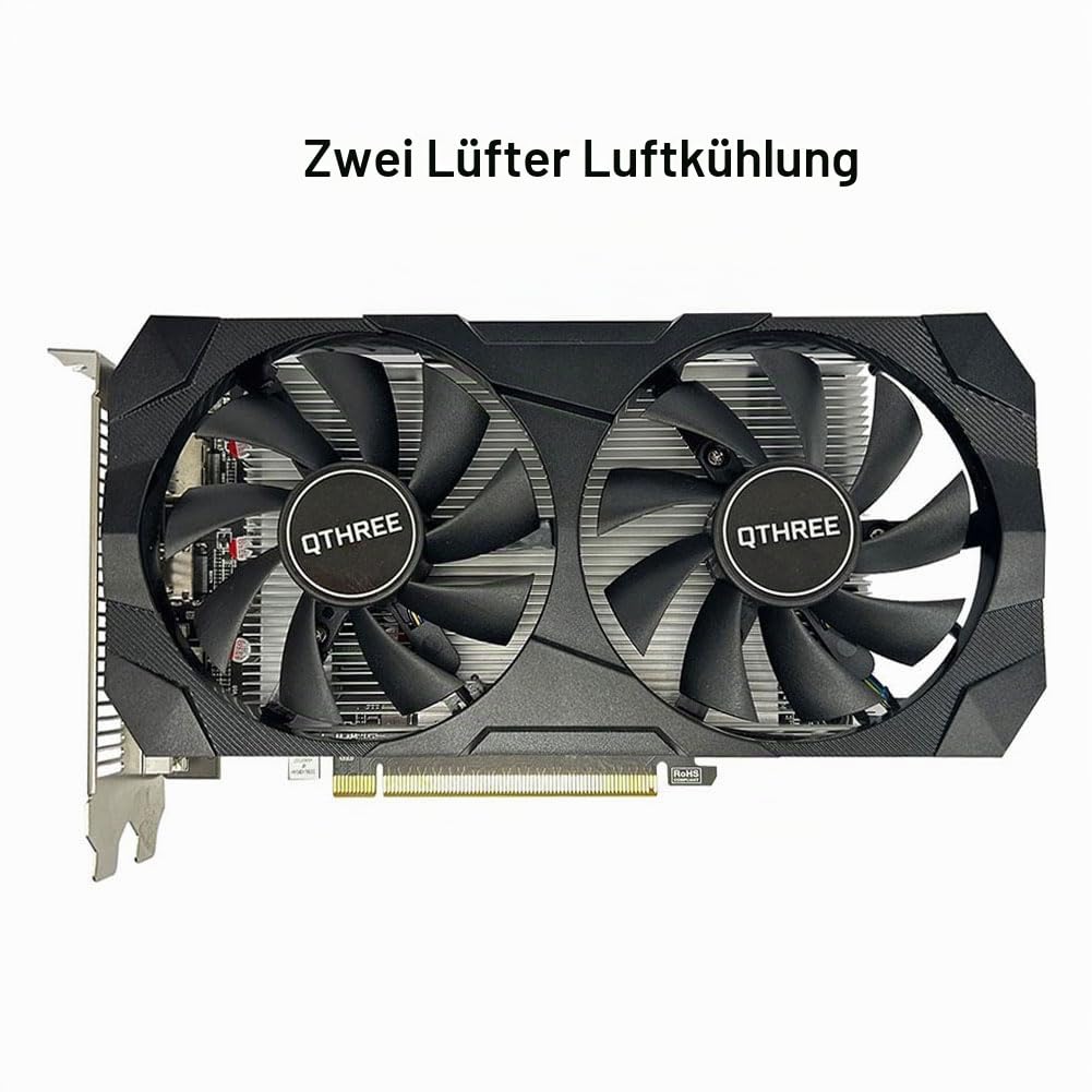QTHREE Radeon RX 560 XT 8GB GDDR5 128-bit Grafikkarte, HDMI, DVI-D, DisplayPort, Grafikkarten PC für Gaming, GPU, PCI Express x16, DirectX 12, 6 PIN Power Supply