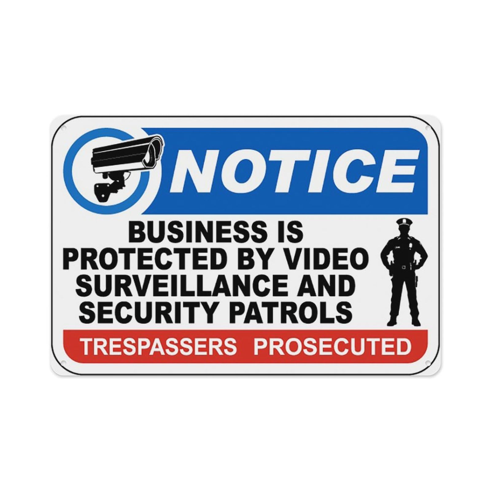 peiyeety Notice Business Is Protected By Video Surveillance Sign Aluminum Tin Warning Signs For Home Outdoor Garden 12X16 Inches