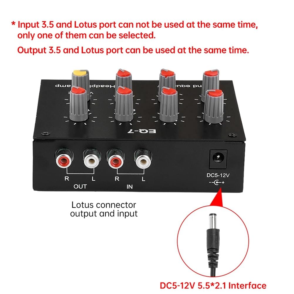 DC5-12V Equalizzatore Suono 7 Bande Regolazione dei Medii Alti Equalizzatore Digitale Preamplificatore Audio Regolabile per Cuffie