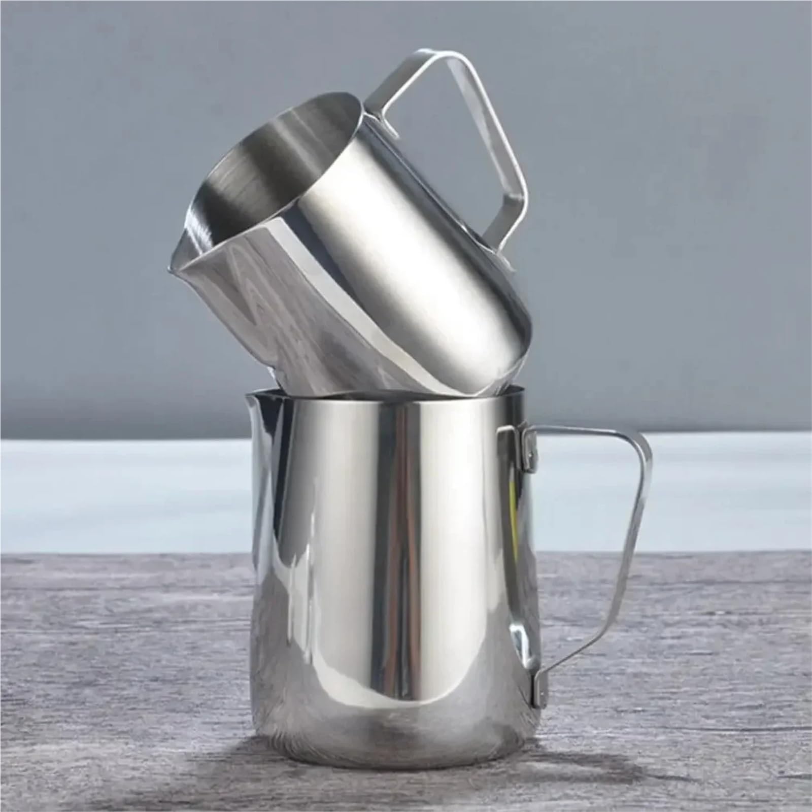 Jarra de espuma leche acero inoxidable, herramienta for café expreso, Latte, casero, 2 uds Para Espumar(350ml)